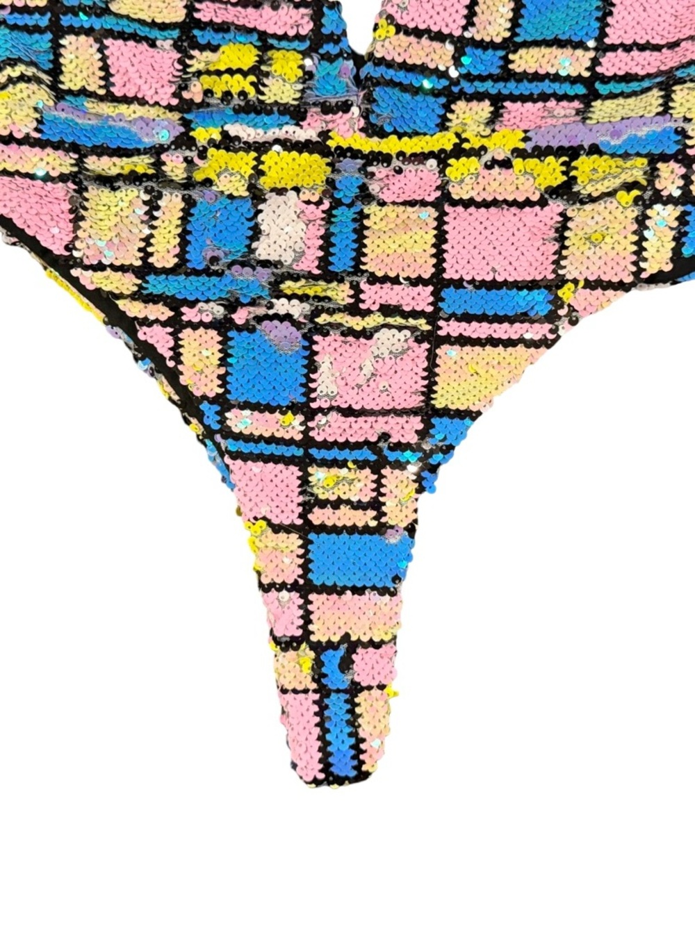 L'ATISTE Sequin Pastel Plaid One-Piece Swimsuit in Pink, Blue, Yellow, Green - Picture 10 of 17